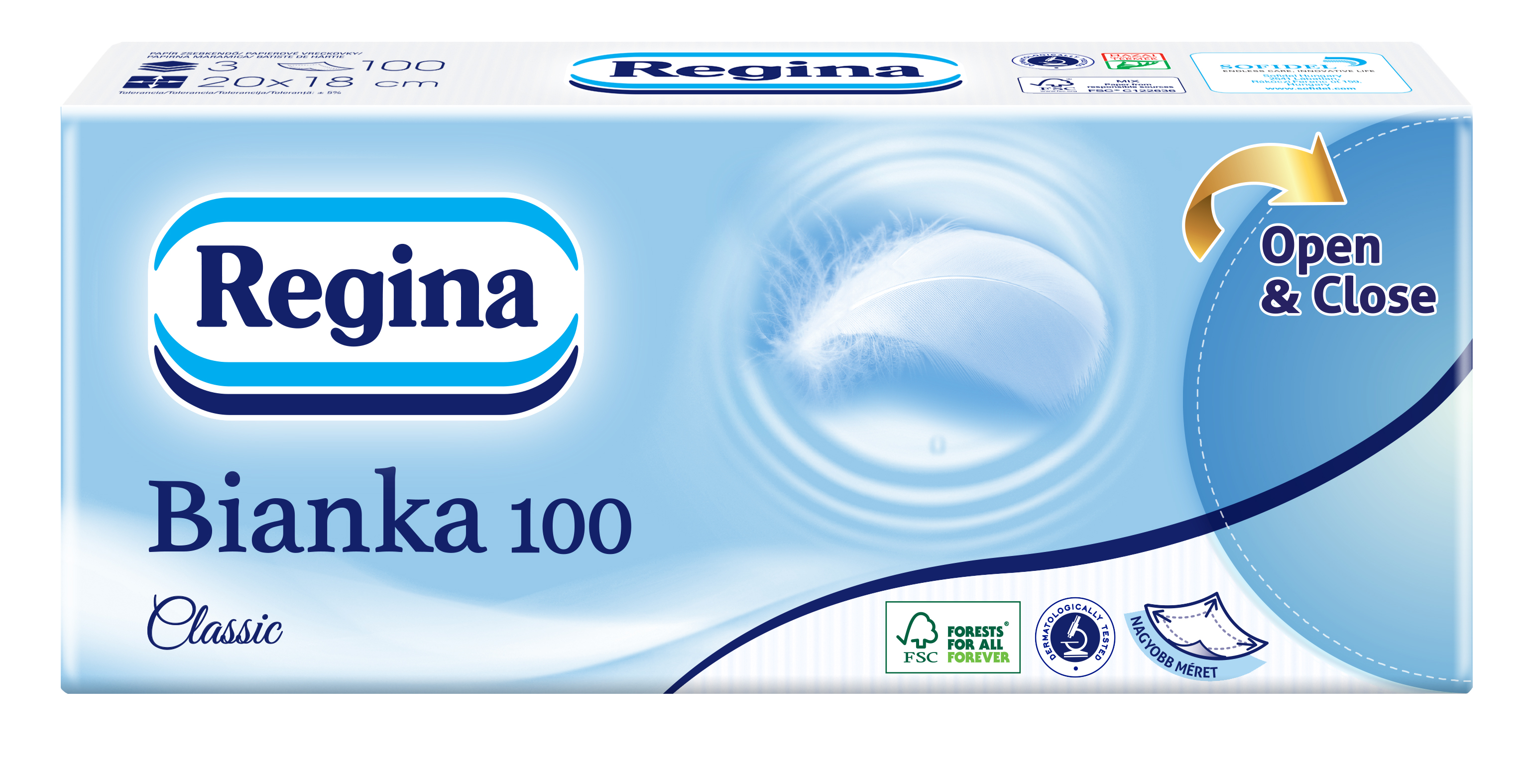 REGINA Bianka100 Classic 100 db-os papírzsebkendő
